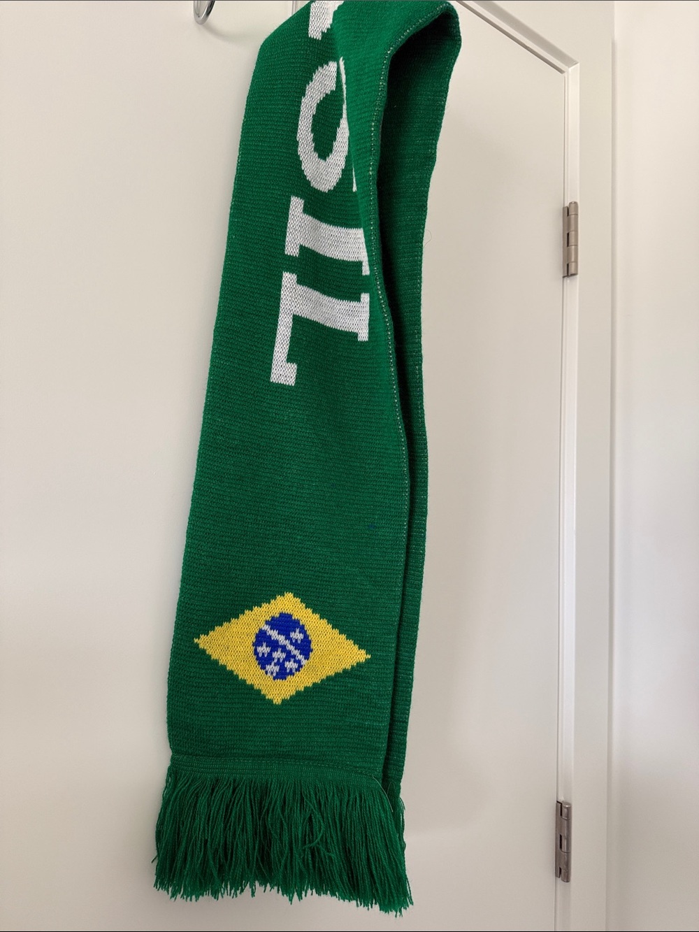 Green Brazil Flag Knit Scarf - Unbranded
